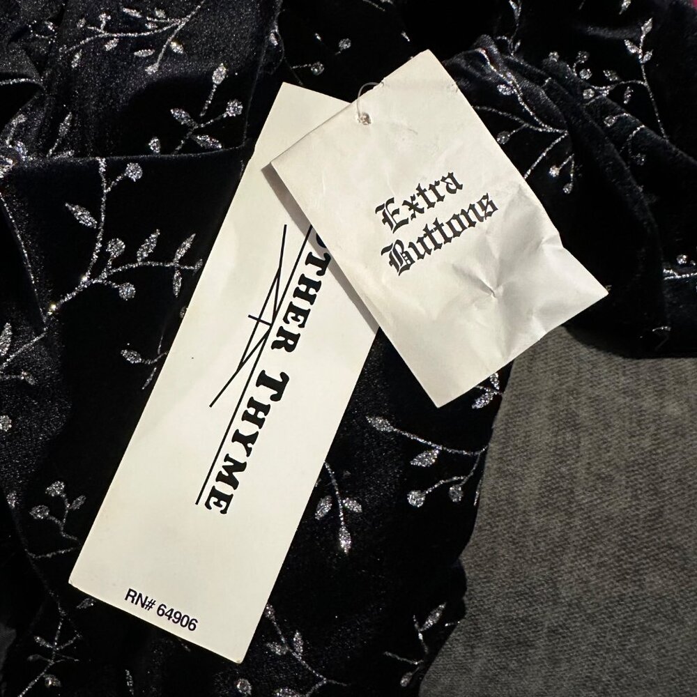Another Thyme Velvet Maxi Dress 14 Black Floral Glitter Mandarin Collar Formal - Picture 12 of 13